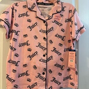 Juicy Couture Girls’ Pink and Black Pajama Short Set NWT 6/6X